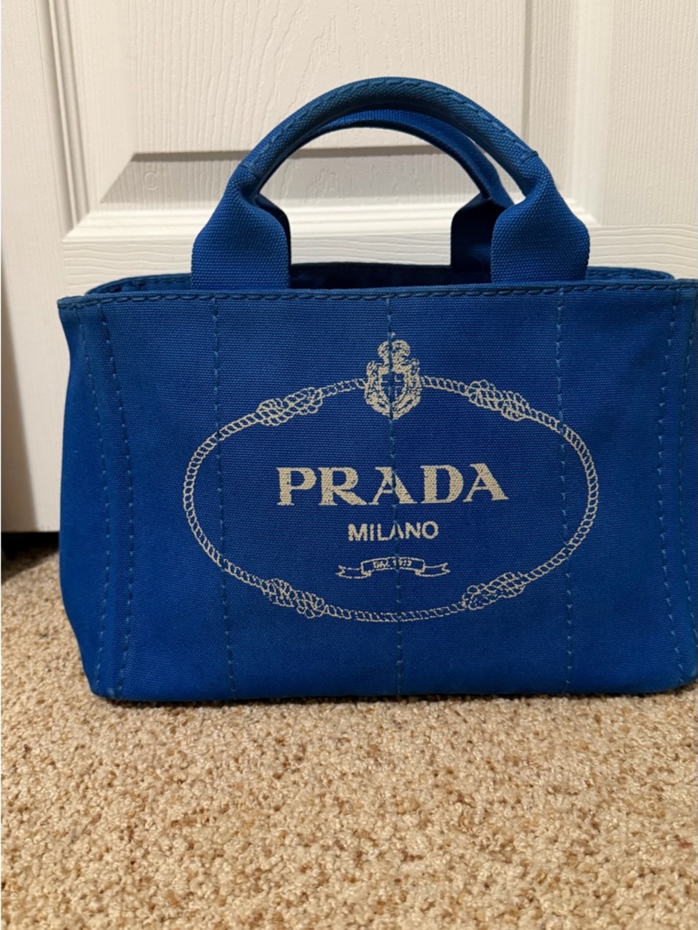 Prada Milano Blue Canapa Tote